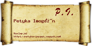 Petyka Imogén névjegykártya